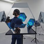 virtual reality headset with dog