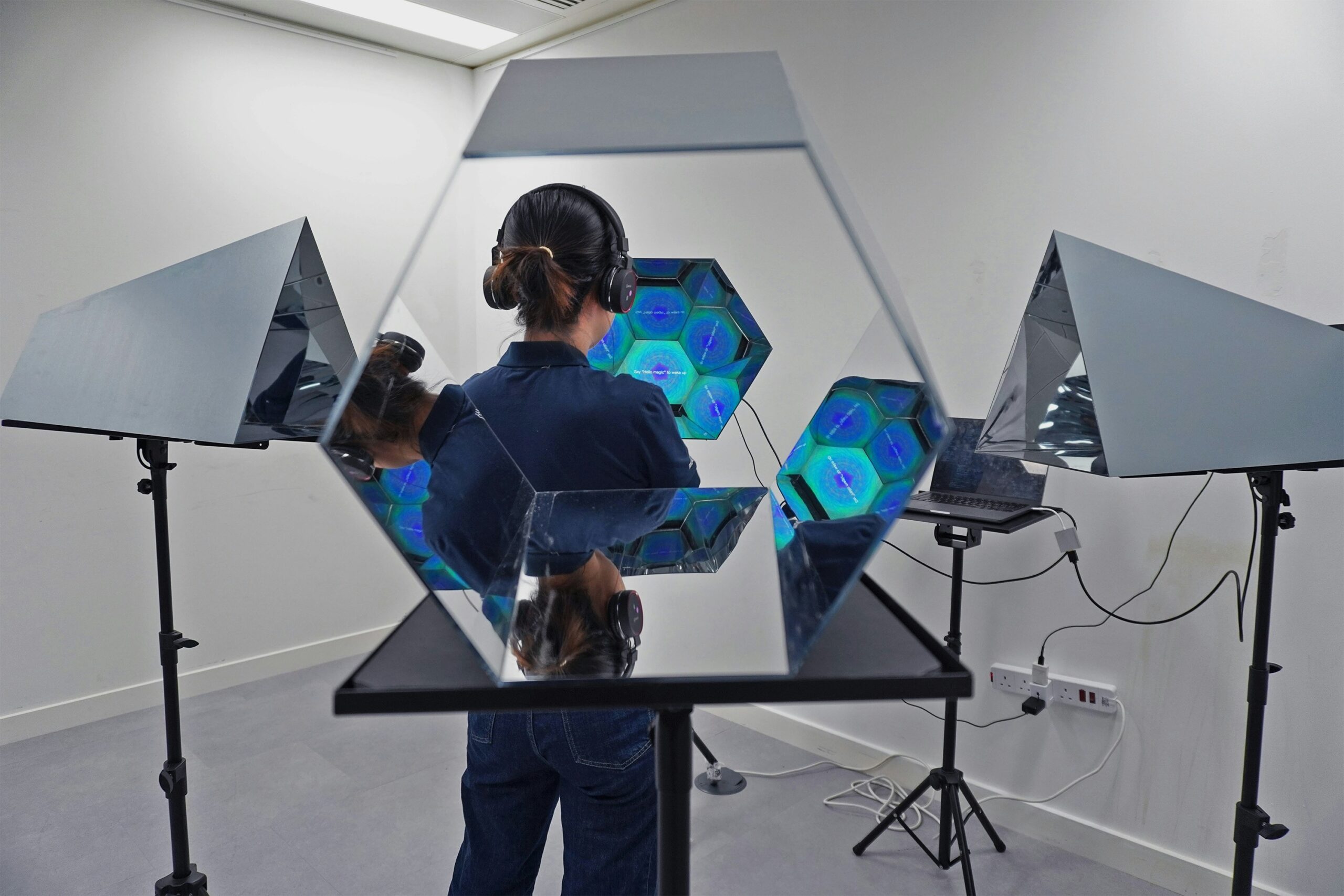 virtual reality headset with dog